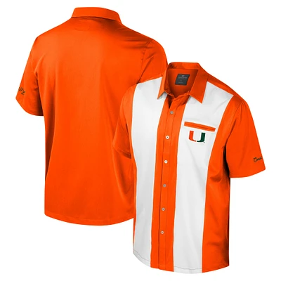 Chemise boutonnée orange Colosseum pour homme Miami Hurricanes Strike Bowling