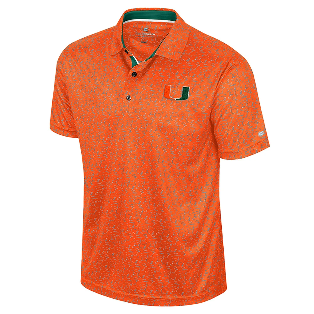 Polo de golf sublimé orange Colosseum pour homme des Miami Hurricanes