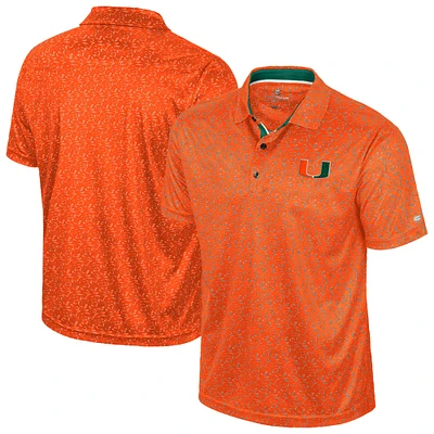 Polo de golf sublimé orange Colosseum pour homme des Miami Hurricanes