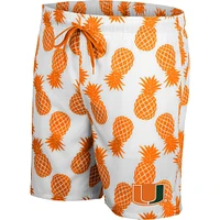 Men's Colosseum White/Orange Miami Hurricanes Pineapple Swim Shorts