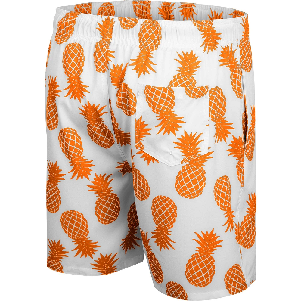 Men's Colosseum White/Orange Miami Hurricanes Pineapple Swim Shorts