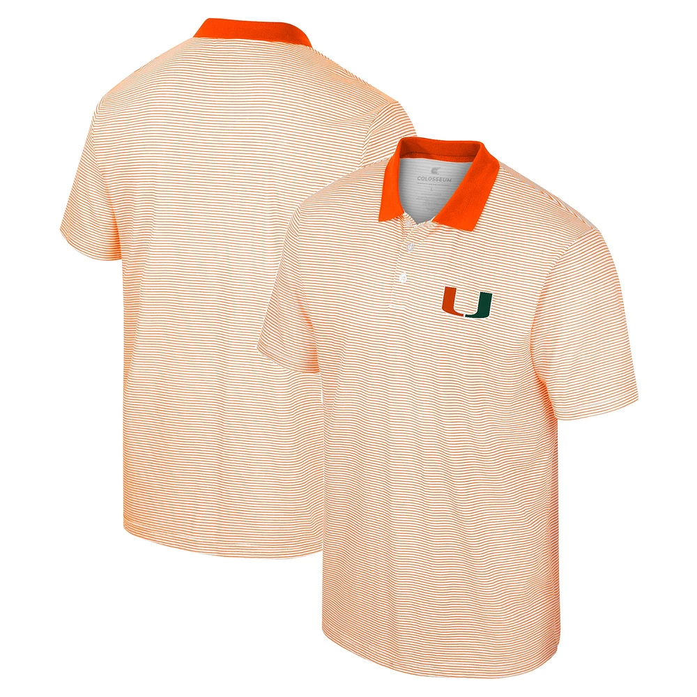 Polo Colosseum Homme Blanc/Orange Miami Hurricanes Imprimé Stripe