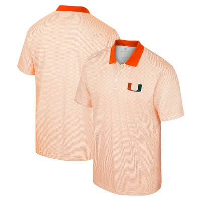 Men's Colosseum White/Orange Miami Hurricanes Print Stripe Polo