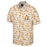 Men's Colosseum White Miami Hurricanes Spontaneous is Romantic Camp Button-Up Shirt