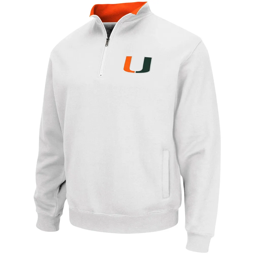 Men's Colosseum White Miami Hurricanes Tortugas Logo Quarter-Zip Jacket