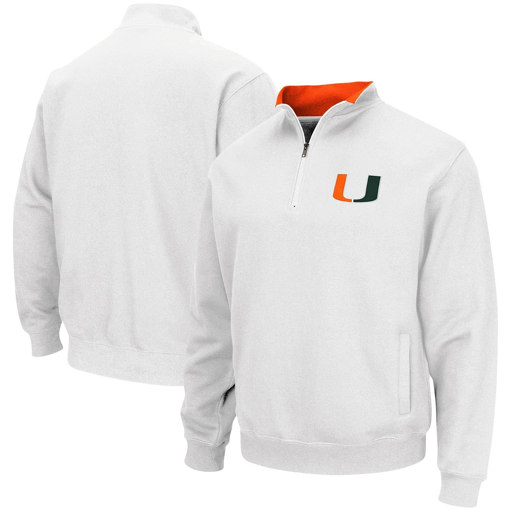 Men's Colosseum White Miami Hurricanes Tortugas Logo Quarter-Zip Jacket