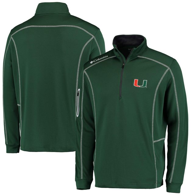 Columbia Golf Green Miami Hurricanes Shotgun Omni-Wick Veste à enfiler quart de zip pour homme