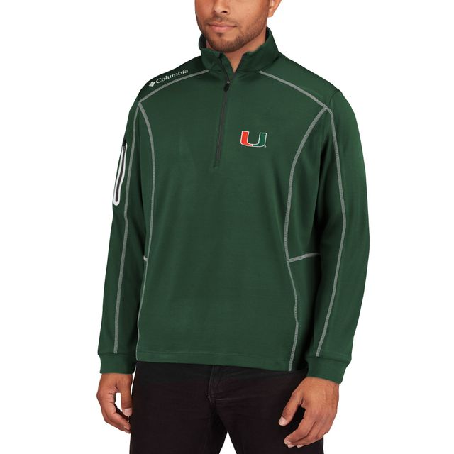 Columbia Golf Green Miami Hurricanes Shotgun Omni-Wick Veste à enfiler quart de zip pour homme