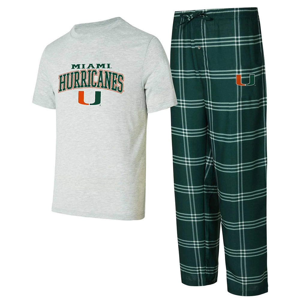 Ensemble de nuit pour homme Concepts Sport Miami Hurricanes T-shirt et pantalon