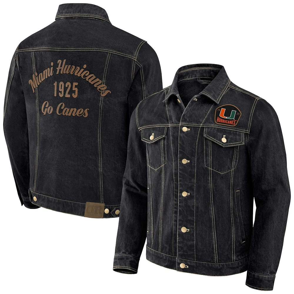 Men's Darius Rucker Collection by Fanatics Black Miami Hurricanes Button-Up Denim Jacket