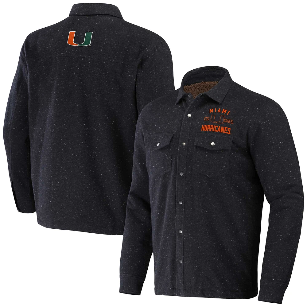 Collection Darius Rucker pour homme par Fanatics Heather Charcoal Miami Hurricanes Sherpa-Lined Full-Snap Shacket