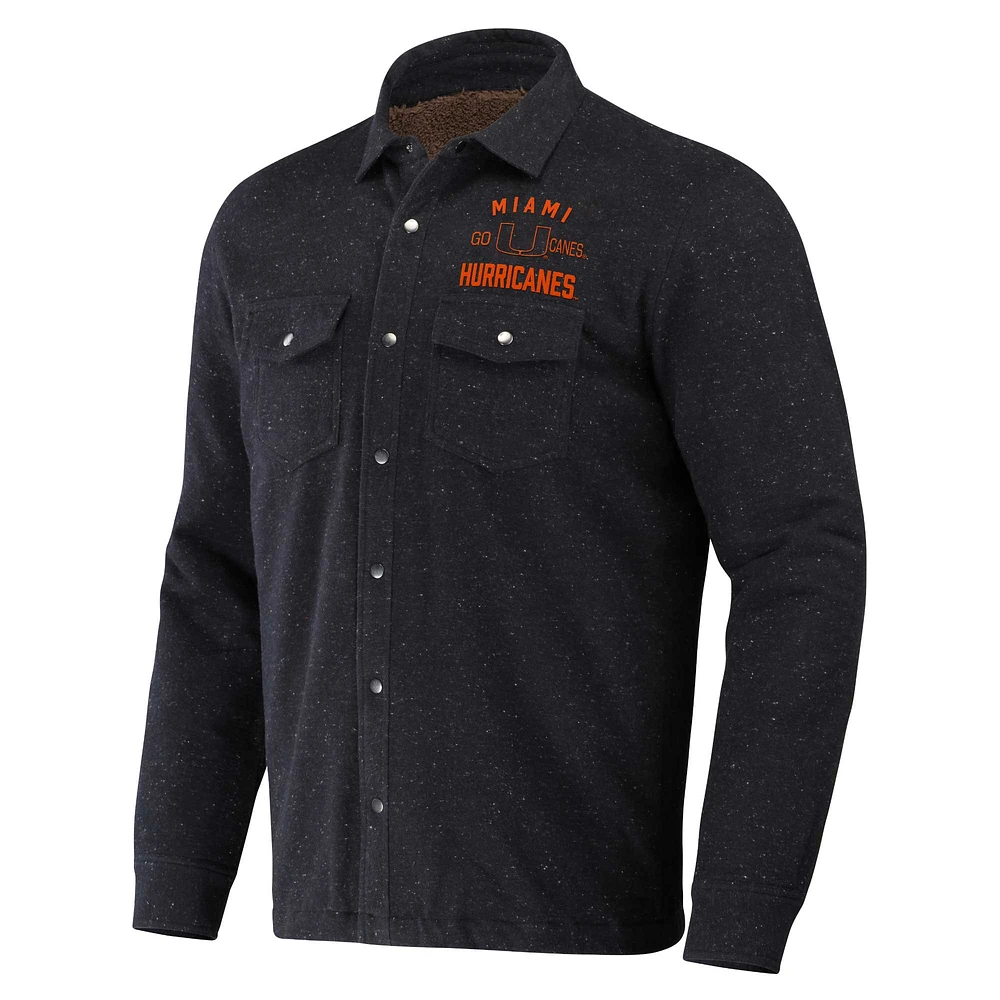 Collection Darius Rucker pour homme par Fanatics Heather Charcoal Miami Hurricanes Sherpa-Lined Full-Snap Shacket