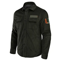 Men's Darius Rucker Collection by Fanatics Olive Miami Hurricanes Corduroy Full-Button Shacket