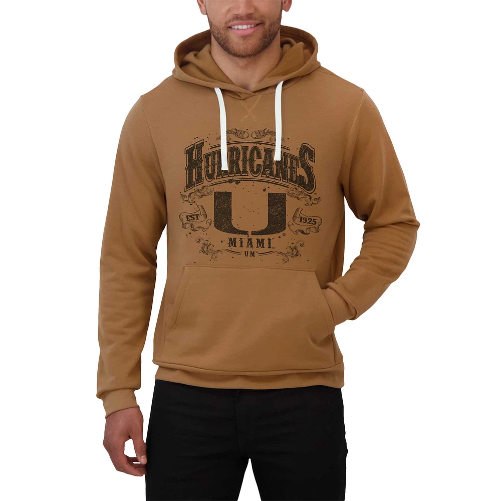 Men's Darius Rucker Collection by Fanatics Tan Miami Hurricanes Camp Fleece Tri-Blend Pullover Hoodie