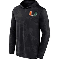 T-shirt à capuche camouflage noir Miami Hurricanes Fanatics pour hommes