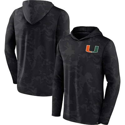 T-shirt à capuche camouflage noir Miami Hurricanes Fanatics pour hommes