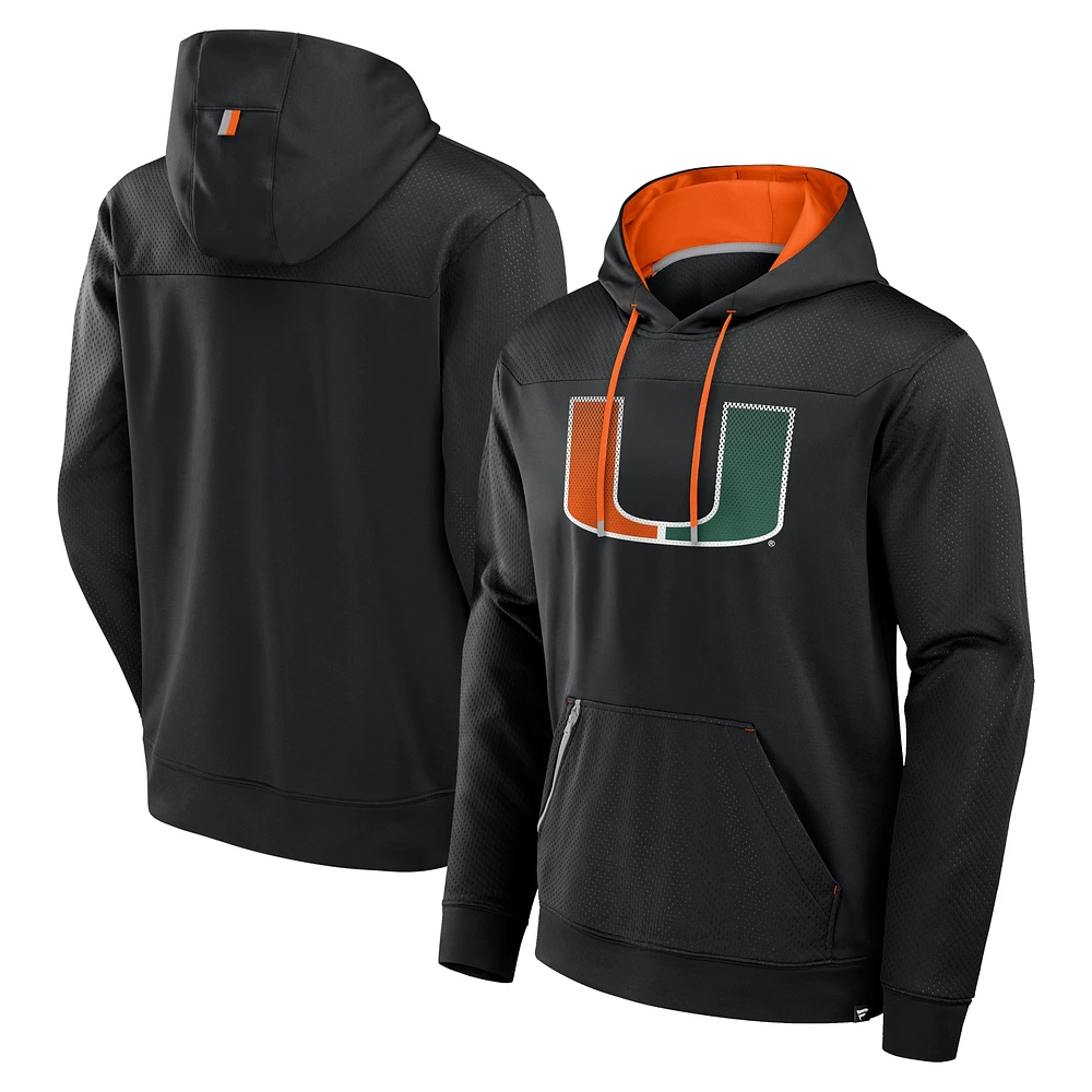 Sweat à capuche Fanatics noir Miami Hurricanes Defender Dot Faded Primary pour homme