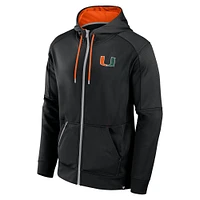 Sweat à capuche entièrement zippé Fanatics pour hommes, noir, Miami Hurricanes Defender