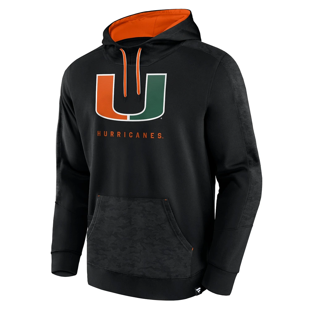 Men's Fanatics Black Miami Hurricanes Defender Pullover Hoodie