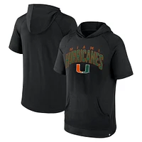 T-shirt à capuche manches courtes et raglan Double Arch pour hommes Fanatics Black Miami Hurricanes