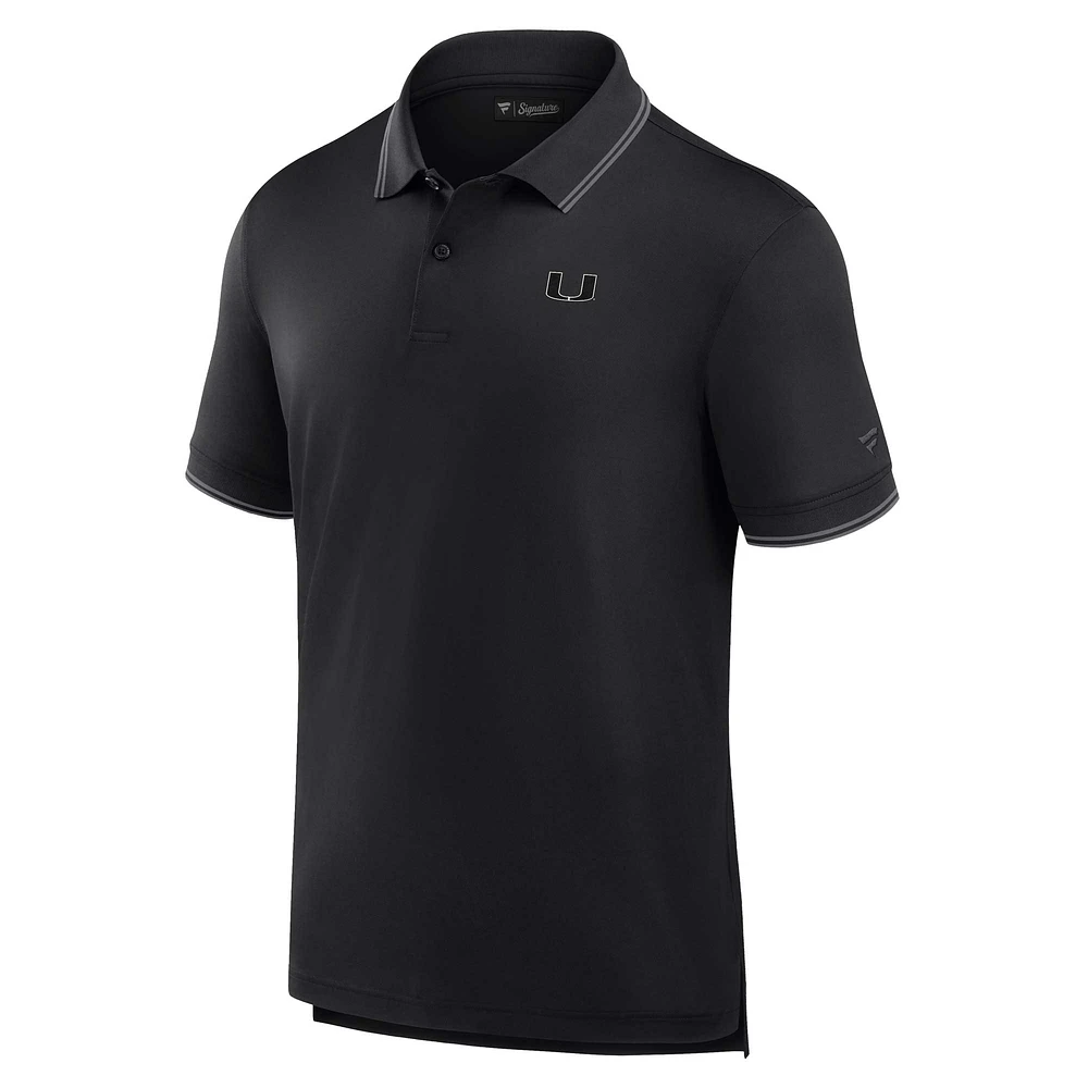 Polo piqué noir Miami Hurricanes Front Office Fanatics pour hommes