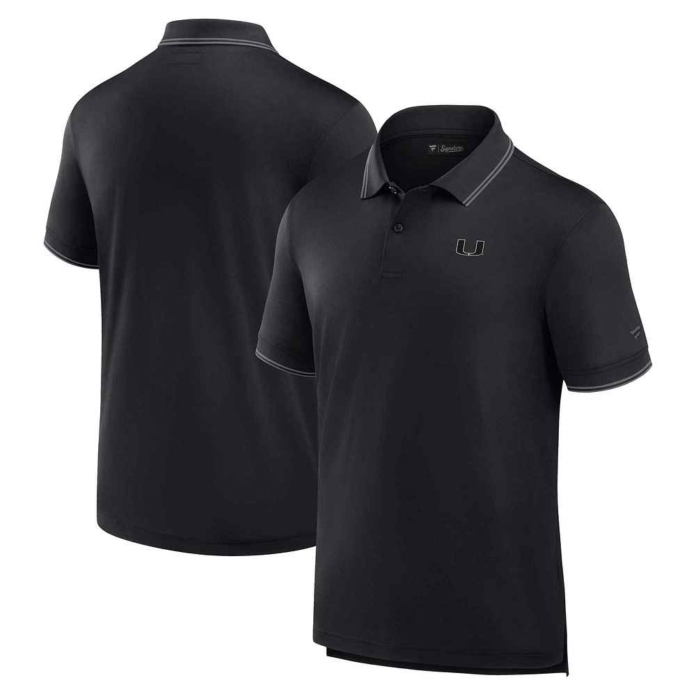 Polo piqué noir Miami Hurricanes Front Office Fanatics pour hommes