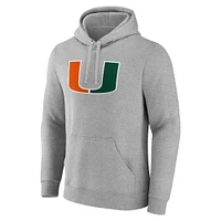 Men's Fanatics Gray Miami Hurricanes Fleece Pullover Hoodie