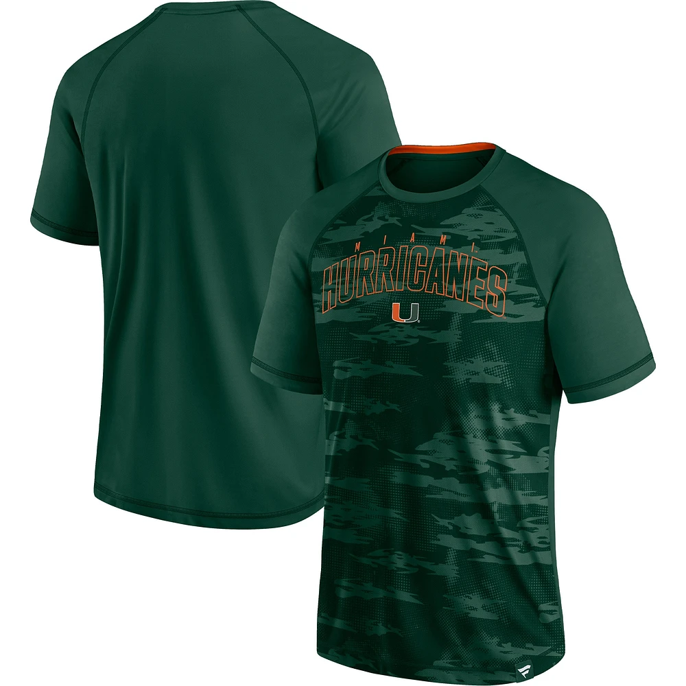 T-shirt raglan vert Miami Hurricanes Arch Outline Fanatics pour hommes