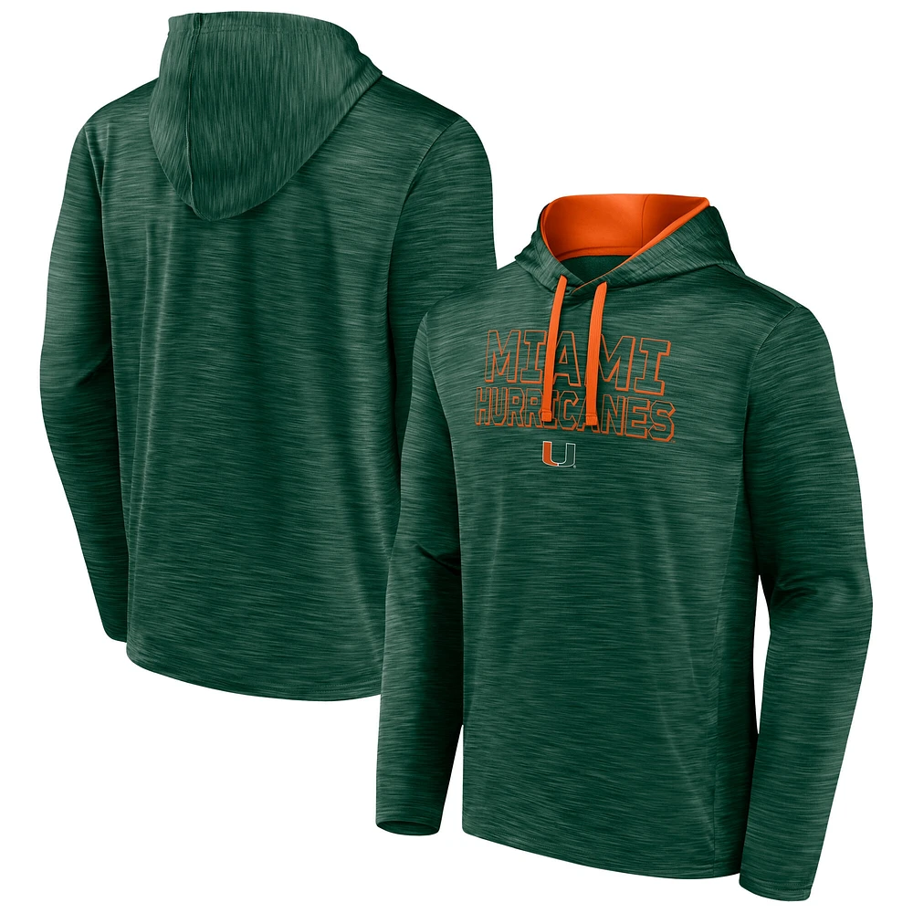 Men's Fanatics Green Miami Hurricanes Athlete Poly Fleece Pullover Hoodie