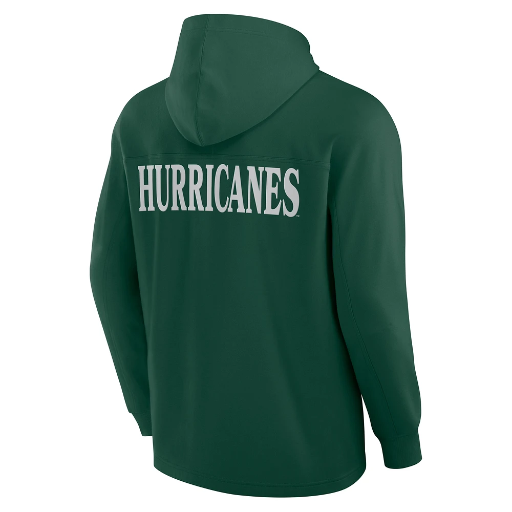 Sweat à capuche tri-blend vert Miami Hurricanes Fanatics pour hommes