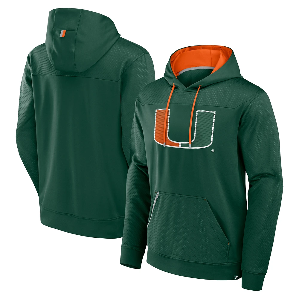 Sweat à capuche Fanatics pour homme, vert, Miami Hurricanes Defender Dot Faded Primary