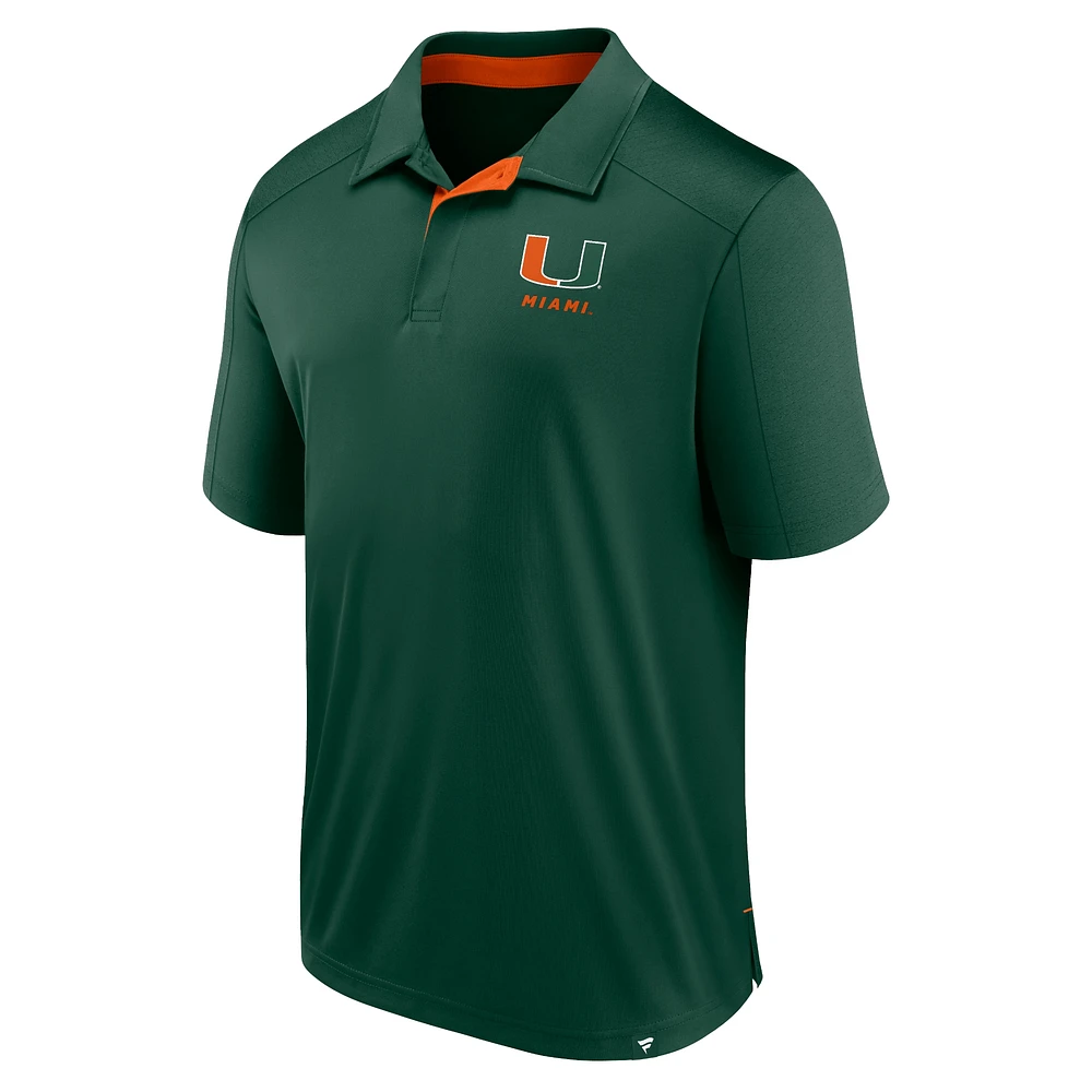 Polo Fanatics pour homme, vert, défenseur fondamental des Miami Hurricanes