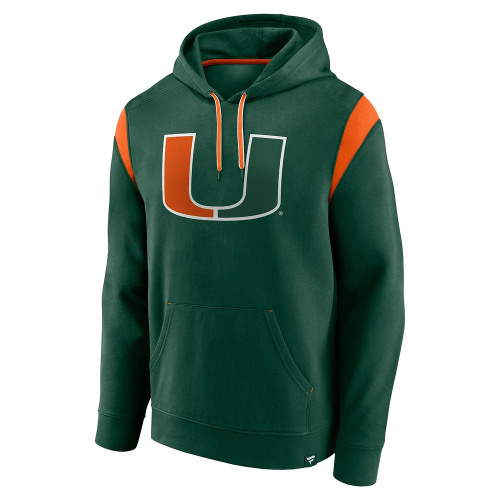 Men's Fanatics Green Miami Hurricanes Gym Rat Pullover Hoodie