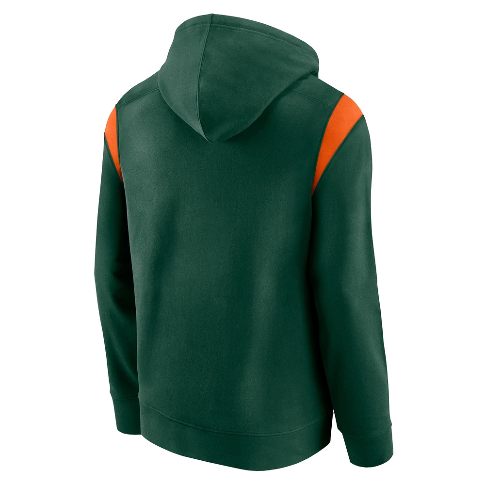 Men's Fanatics Green Miami Hurricanes Gym Rat Pullover Hoodie