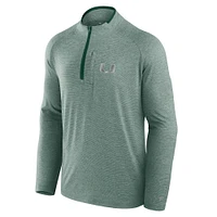 Men's Fanatics Green Miami Hurricanes Mock Neck Half-Zip Pullover Jacket