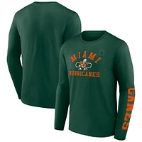 T-shirt vert à manches longues Fanatics Miami Hurricanes Modern Arch 2-Hit pour hommes