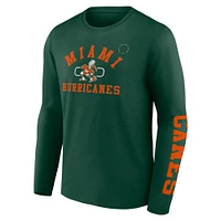 T-shirt vert à manches longues Fanatics Miami Hurricanes Modern Arch 2-Hit pour hommes