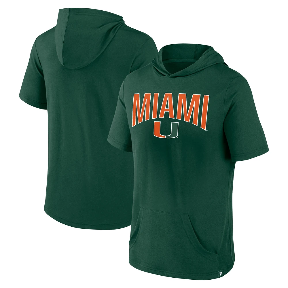 T-shirt à capuche vert Miami Hurricanes Outline Lower Arch pour hommes