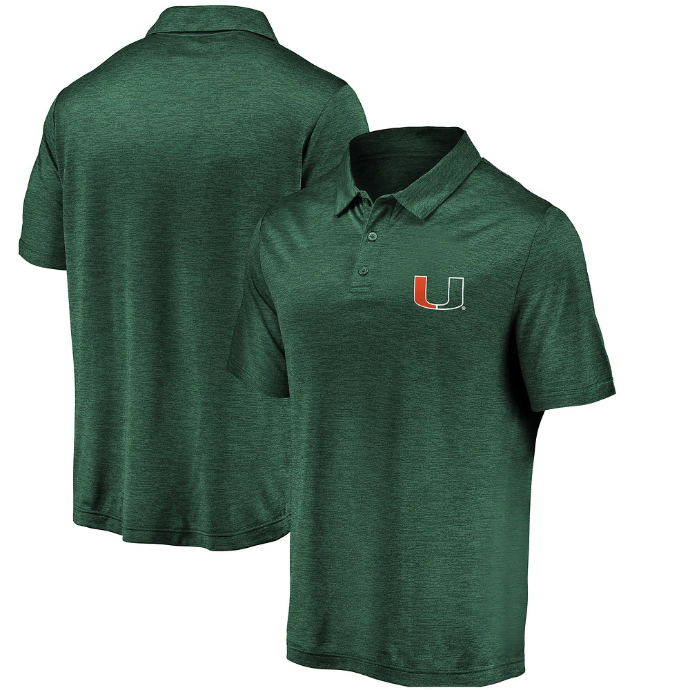 Polo vert strié avec logo principal des Miami Hurricanes Fanatics pour hommes