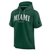 Men's Fanatics Green Miami Hurricanes Ready Short Sleeve Pullover Hoodie