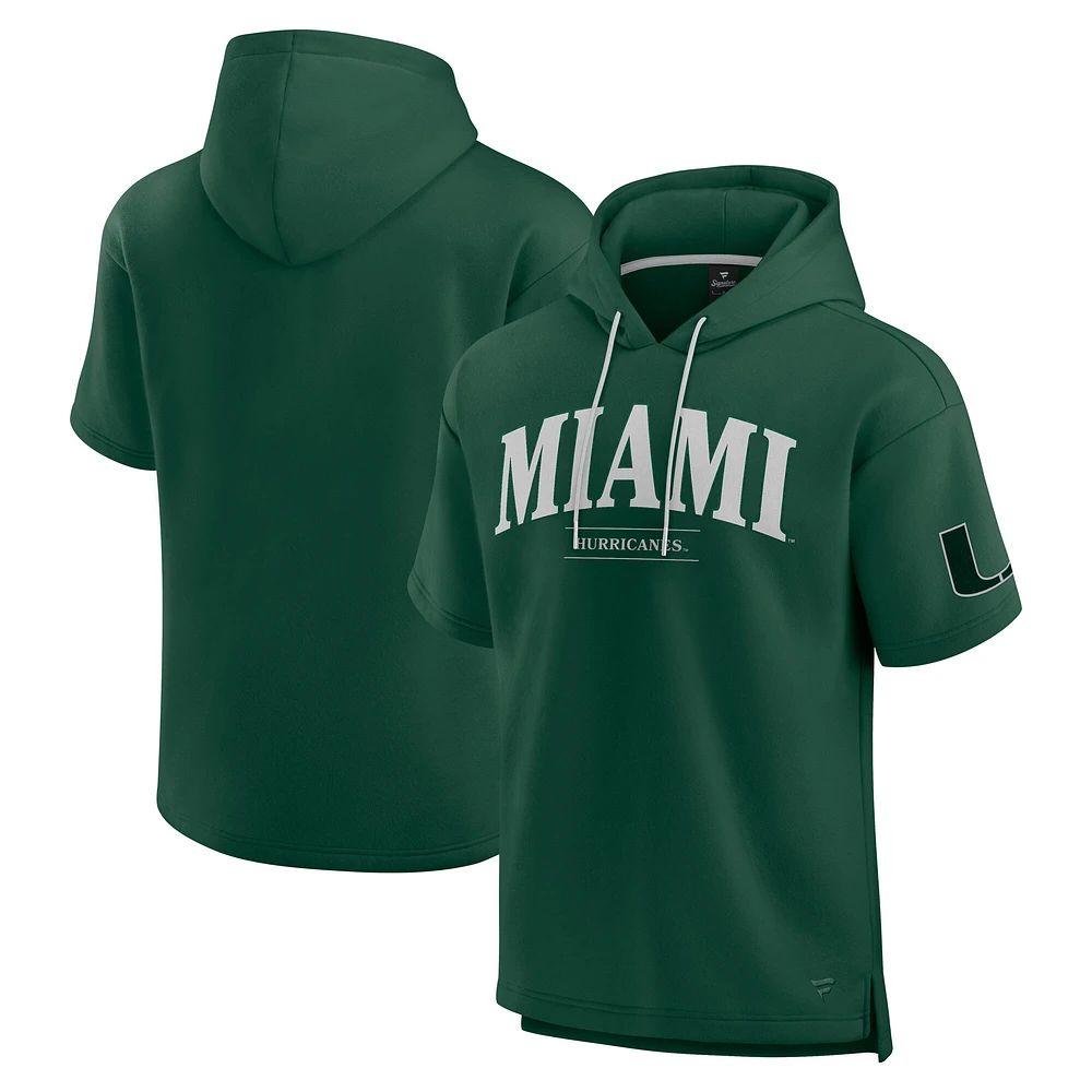 Sweat à capuche manches courtes Fanatics Green Miami Hurricanes Ready pour hommes