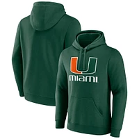 Men's Fanatics  Green Miami Hurricanes Team Lockup Pullover Hoodie