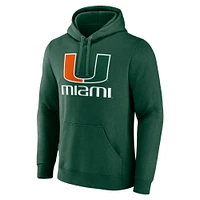 Men's Fanatics  Green Miami Hurricanes Team Lockup Pullover Hoodie