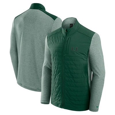 Veste zippée entièrement ton sur avec logo principal Fanatics Green Miami Hurricanes pour homme