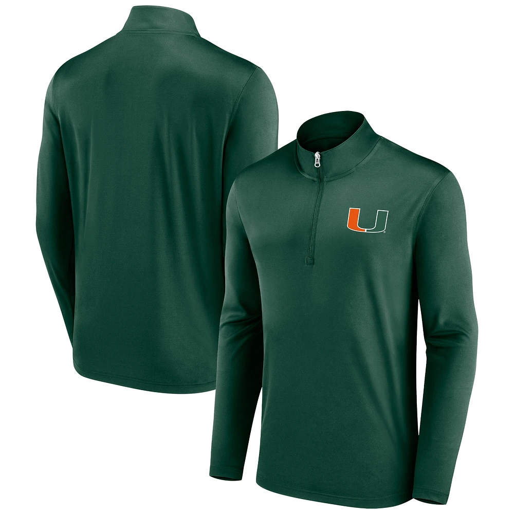 Men's Fanatics Green Miami Hurricanes Underdog Mindset Quarter-Zip Top