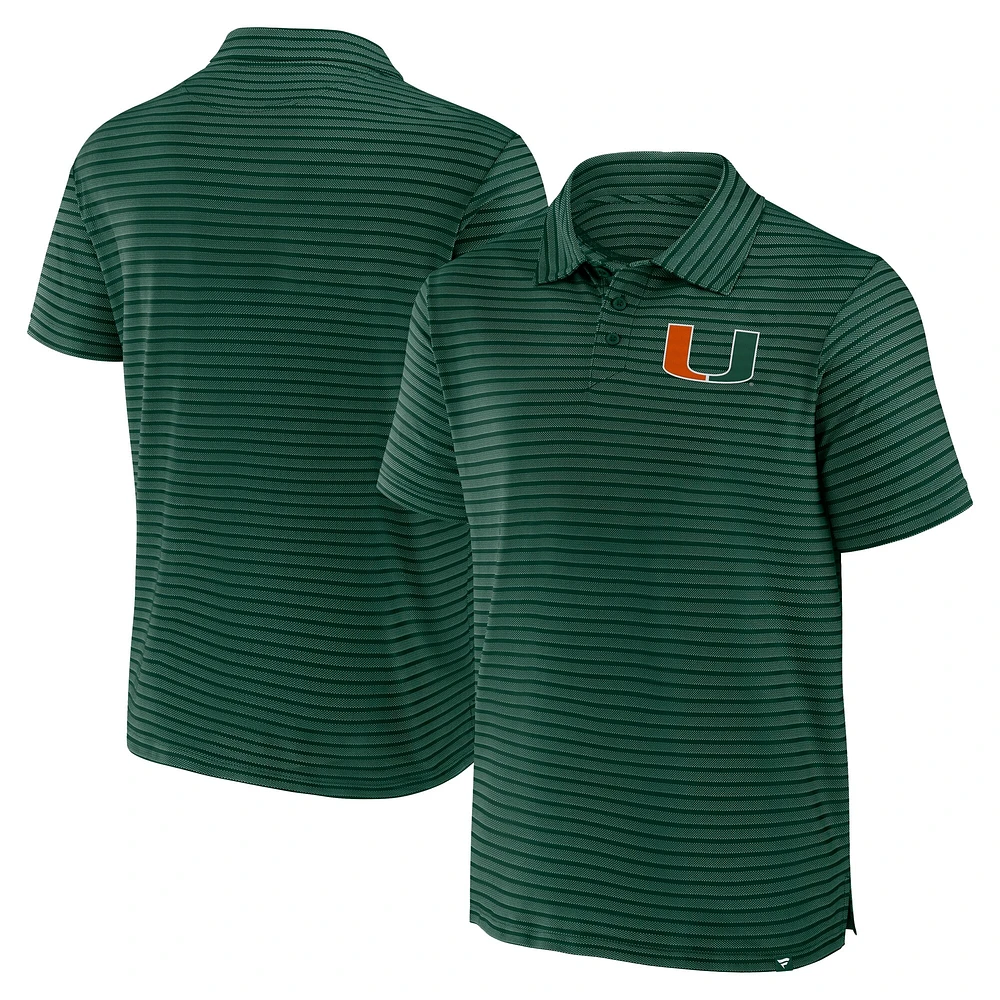 Polo rayé Fanatics pour homme, vert, Miami Hurricanes, Victory Calls