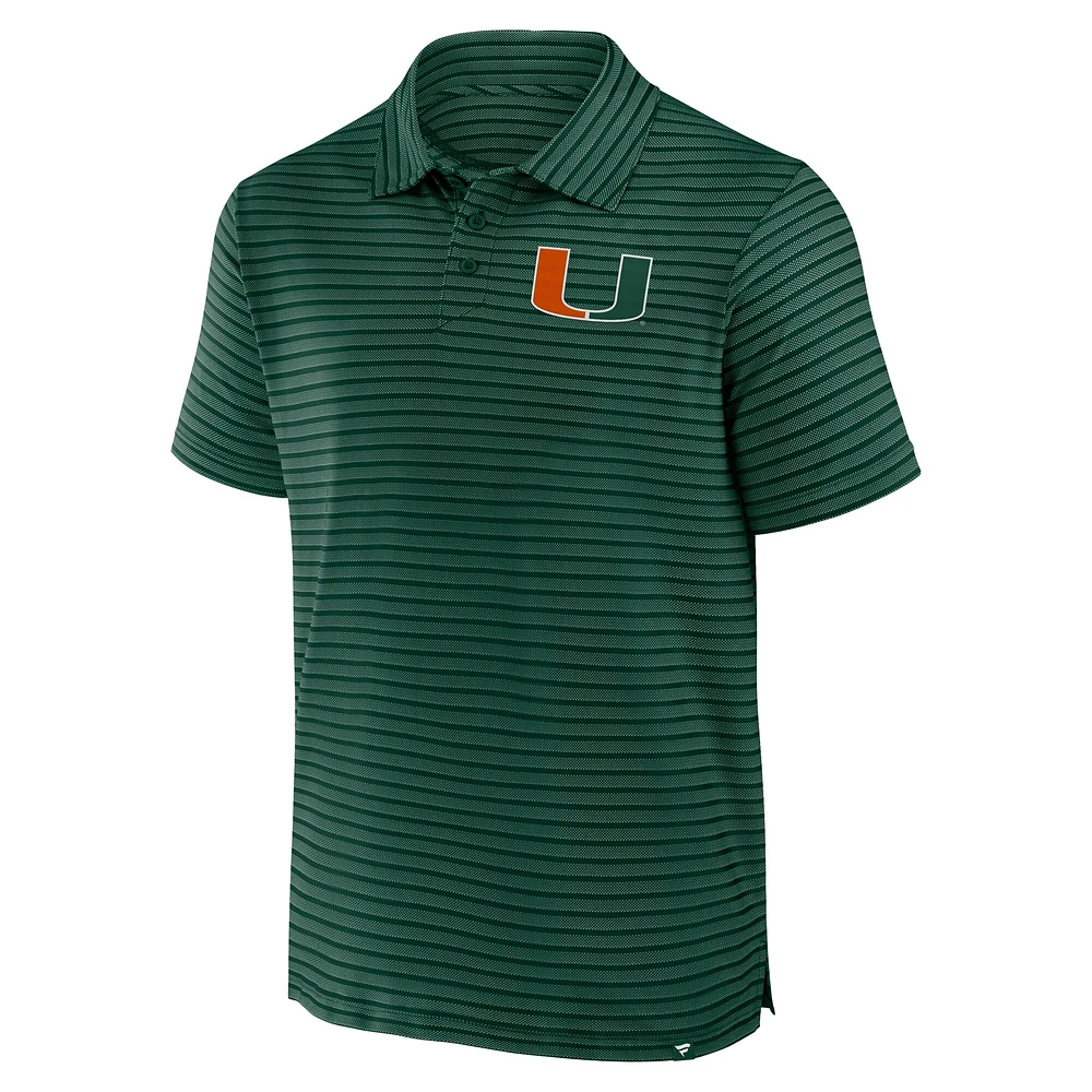 Polo rayé Fanatics pour homme, vert, Miami Hurricanes, Victory Calls
