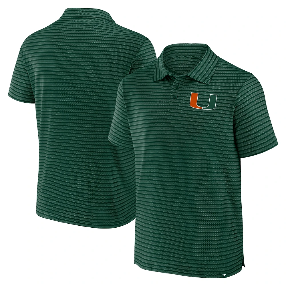 Polo rayé Fanatics pour homme, vert, Miami Hurricanes, Victory Calls