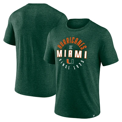 T-shirt Fanatics Heather Green pour homme avec imprimé cercle lesté Miami Hurricanes