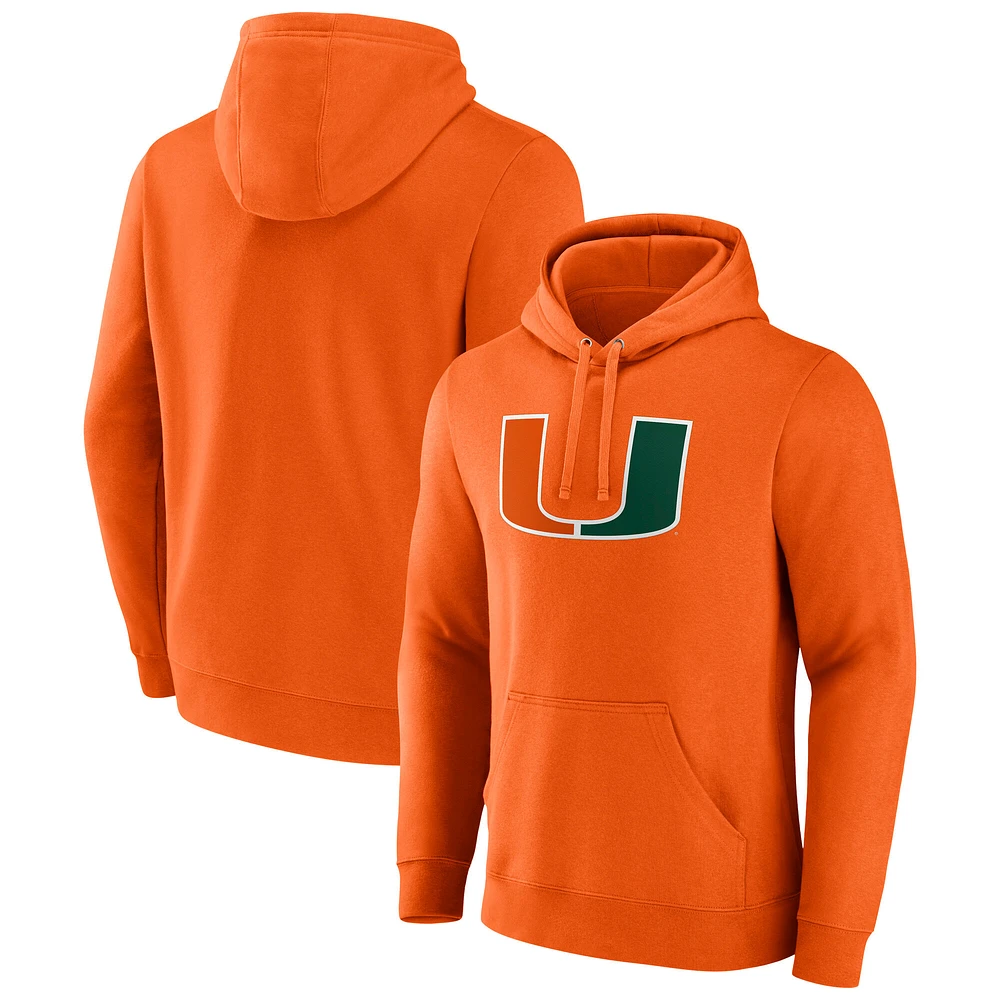 Sweat à capuche en polaire orange Miami Hurricanes Fanatics pour hommes